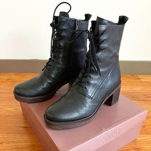 Franco Sarto "Patia" Black Leather Combat Boot 7.5